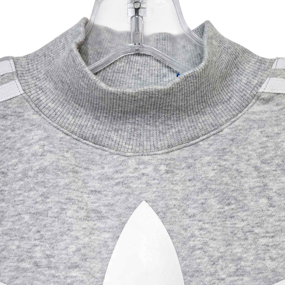 adidas Trefoil Color-block Sweatshirt Gray/Navy/White Crop Mock Neck – Size XL - Picture 4 of 11